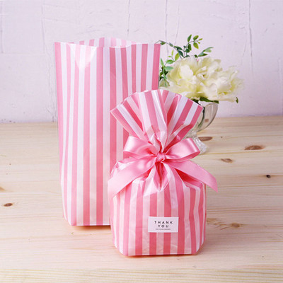 10 τμχ Stripe Candy Bag DIY Baby Shower Πλαστικές τσάντες δώρου για μπισκότα μπισκότων Σνακ συσκευασίας τσάντα ψησίματος Φεστιβάλ Προμήθειες