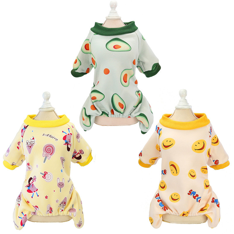 Rudens kucēnu suņu kombinezons maziem suņiem Cute Print Pet Drēbes Kaķu apģērbs Čivavas Maltas pidžamas Rompers ropa perro grande