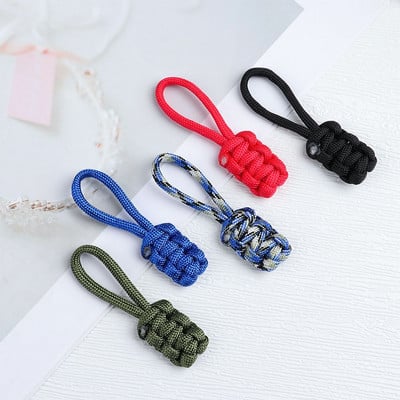 5Pcs Colorful Nylon Zipper Pull Replacement Woven Pull Rope Zipper Head Suitcase Jackets Purses Extension Pulls Sewing Accessory