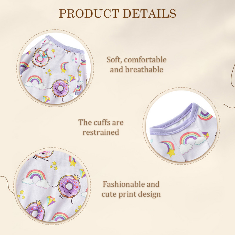 Pavasario vasaros naminių šunų drabužiai Minkšti kvėpuojantys rankogaliai Suvaržyti spurgos Mieli spaudiniai Maži Vidutiniai Dideli kostiumai Purpuriniai šunys