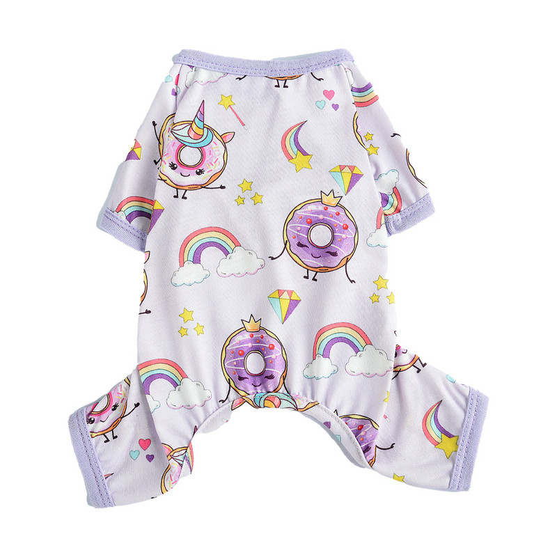 Pavasario vasaros naminių šunų drabužiai Minkšti kvėpuojantys rankogaliai Suvaržyti spurgos Mieli spaudiniai Maži Vidutiniai Dideli kostiumai Purpuriniai šunys