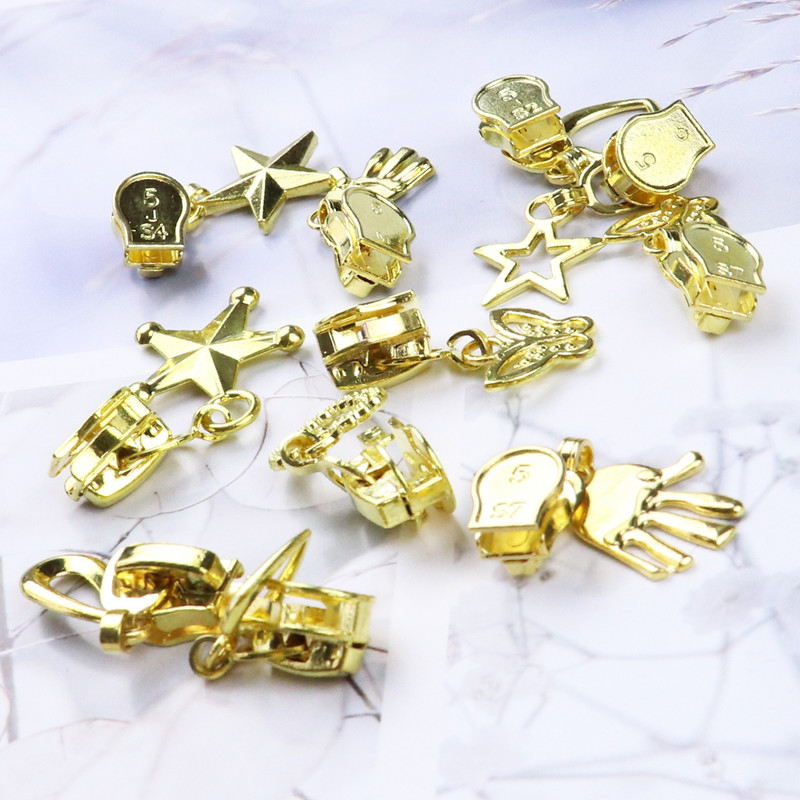 5 vnt. cinko lydinio padengimas 5# užtrauktuko galvutė drabužiams paltai Automatinis užraktas metalinis uždaras užtrauktuko slankiklis „pasidaryk pats“ audinių siuvimo priedai