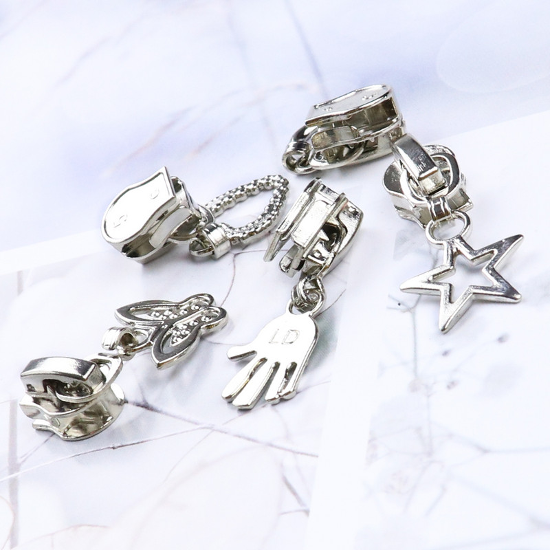 5 vnt. cinko lydinio padengimas 5# užtrauktuko galvutė drabužiams paltai Automatinis užraktas metalinis uždaras užtrauktuko slankiklis „pasidaryk pats“ audinių siuvimo priedai