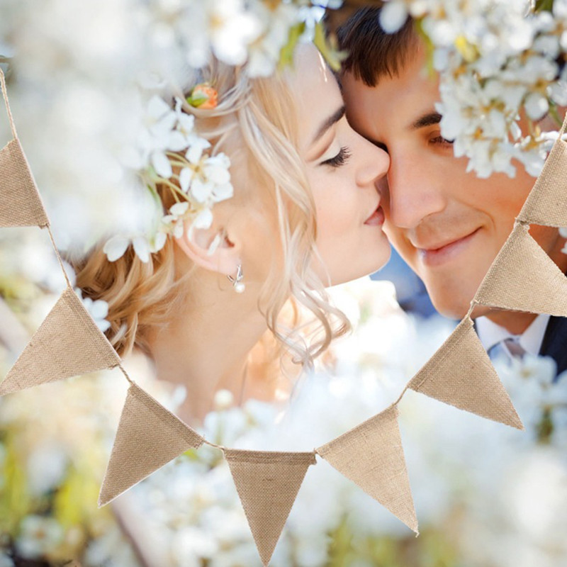 3M vintage džutas audekla reklāmkarogs kāzu ballīšu fotografēšanai rekvizīti svinību ballītes dekorēšanai 13 karogi