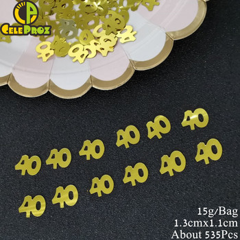 15g Number 40 Confetti Sequins Golden Silver 40η επέτειος Γενέθλια Διακόσμηση πάρτι Παγιέτες κομφετί Προμήθειες για πάρτι