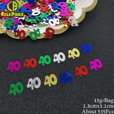 15g Number 40 Confetti Sequins Golden Silver 40η επέτειος Γενέθλια Διακόσμηση πάρτι Παγιέτες κομφετί Προμήθειες για πάρτι