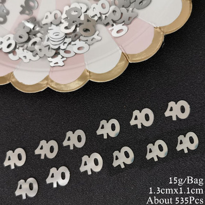 15 g numurs 40 konfeti vizuļi Zelta sudraba 40. gadadienas dzimšanas dienas pasākuma ballītes dekorēšanai Konfeti fliteriem ballīšu piederumi
