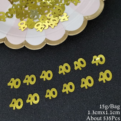 15 g numurs 40 konfeti vizuļi Zelta sudraba 40. gadadienas dzimšanas dienas pasākuma ballītes dekorēšanai Konfeti fliteriem ballīšu piederumi