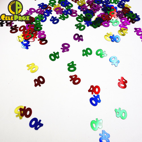 15 g numurs 40 konfeti vizuļi Zelta sudraba 40. gadadienas dzimšanas dienas pasākuma ballītes dekorēšanai Konfeti fliteriem ballīšu piederumi