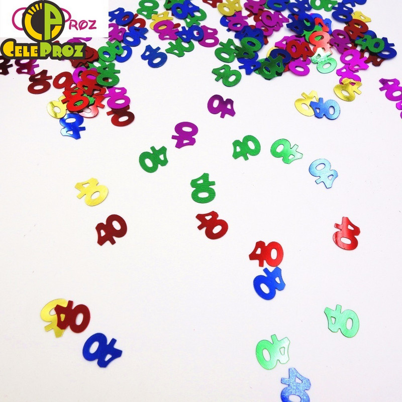 15 g numurs 40 konfeti vizuļi Zelta sudraba 40. gadadienas dzimšanas dienas pasākuma ballītes dekorēšanai Konfeti fliteriem ballīšu piederumi