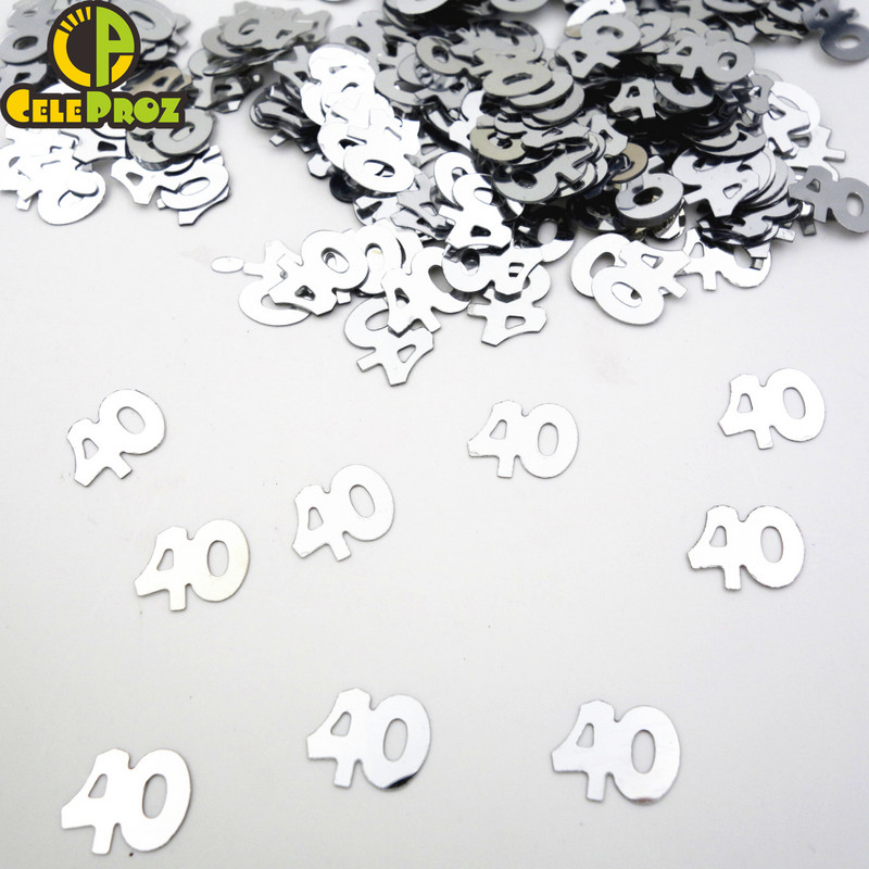 15 g numurs 40 konfeti vizuļi Zelta sudraba 40. gadadienas dzimšanas dienas pasākuma ballītes dekorēšanai Konfeti fliteriem ballīšu piederumi