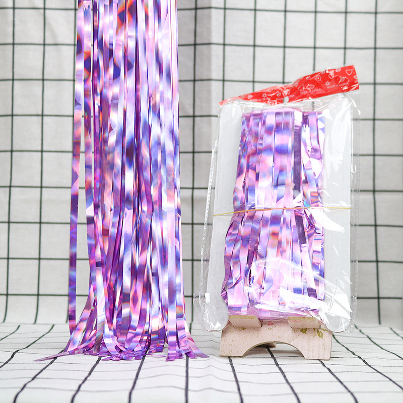 1Mx2M Rain Silk Curtain Laser Happy Birthday Party Διακόσμηση Φόντο γάμου Τοίχος Χρυσό Χρώμα Baby Shower