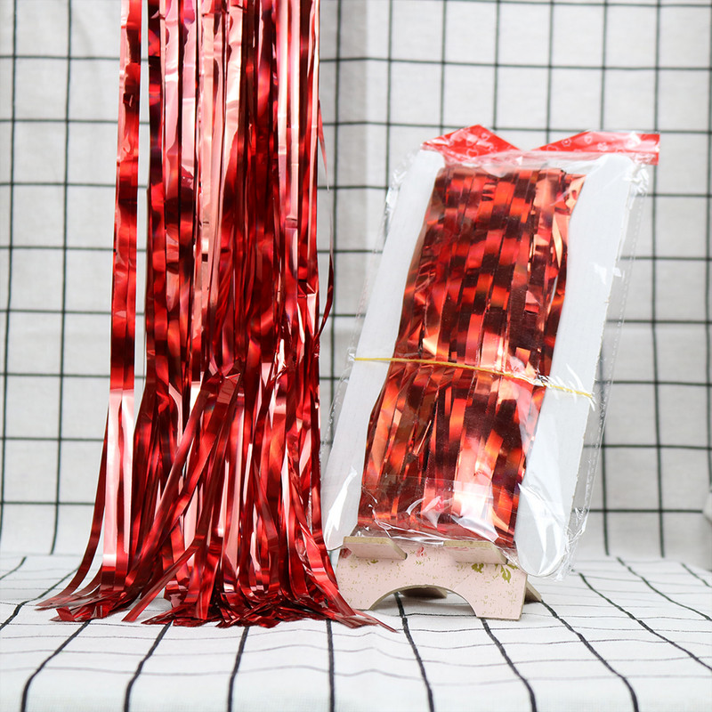 1Mx2M Rain Silk Curtain Laser Happy Birthday Party Διακόσμηση Φόντο γάμου Τοίχος Χρυσό Χρώμα Baby Shower