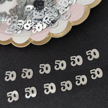 15g Number 50 Confetti Golden Silver Digit 50th Anniversary Event Birthday Party Decoration Confetti Sequin Party Supplies 500pc