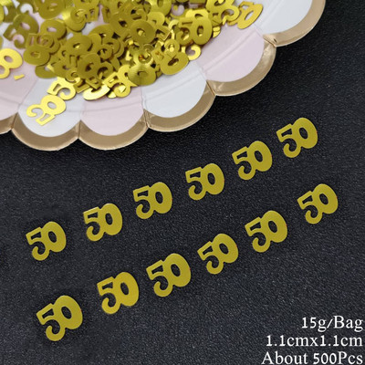 15 g Număr 50 Confetti Cifre argintiu auriu Eveniment a 50-a aniversare Decor pentru petrecerea de ziua de naștere Confetti Paiete Rechizite pentru petrecere 500 buc