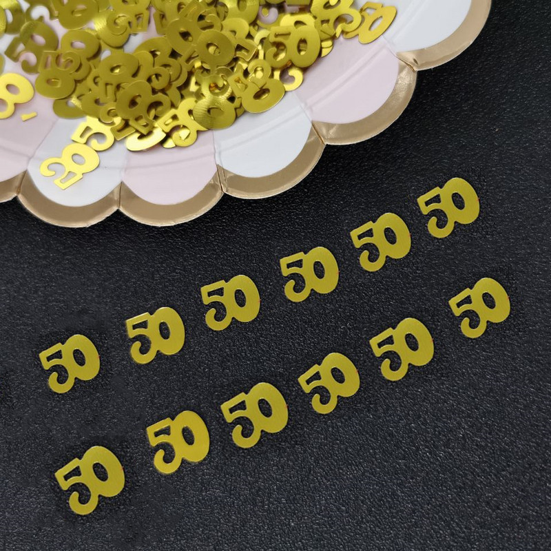 15 g Număr 50 Confetti Cifre argintiu auriu Eveniment a 50-a aniversare Decor pentru petrecerea de ziua de naștere Confetti Paiete Rechizite pentru petrecere 500 buc