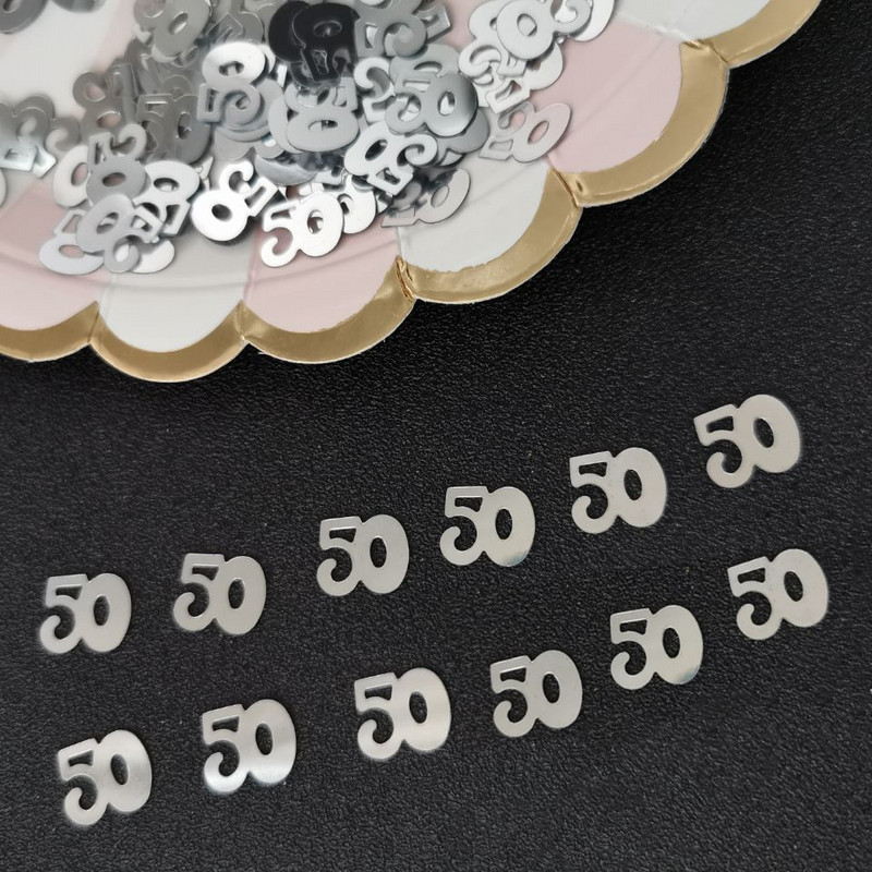 15 g Număr 50 Confetti Cifre argintiu auriu Eveniment a 50-a aniversare Decor pentru petrecerea de ziua de naștere Confetti Paiete Rechizite pentru petrecere 500 buc