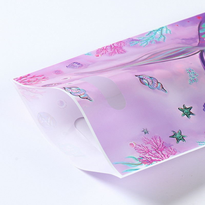Mermaid Party műanyag csemege táskák Mermaid Tail cukorka Ajándéktáskák sellőnek egy születésnapi tengeri témájú parti dekoráció Baby Shower Favor