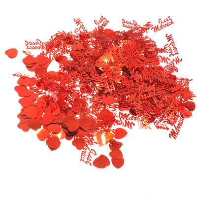 15g Διακοσμητικά Γάμου Just Married & Hearts Rose Gold Ασημί Κόκκινο Επιτραπέζιο κομφετί νυφικό ντους Scatters Επετειακό προμήθειες για πάρτι