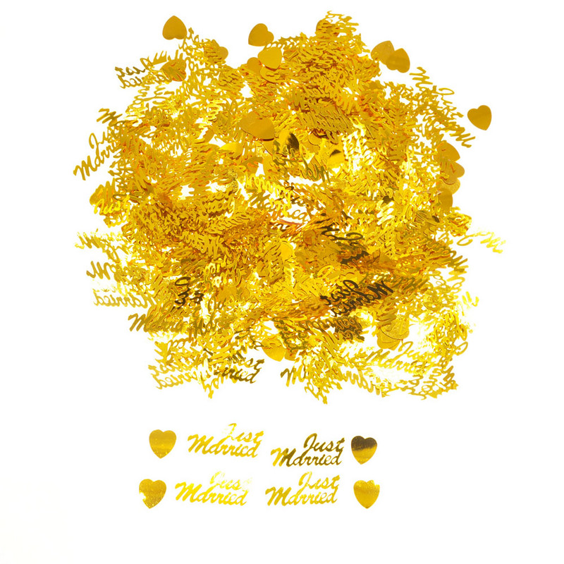 15g Διακοσμητικά Γάμου Just Married & Hearts Rose Gold Ασημί Κόκκινο Επιτραπέζιο κομφετί νυφικό ντους Scatters Επετειακό προμήθειες για πάρτι