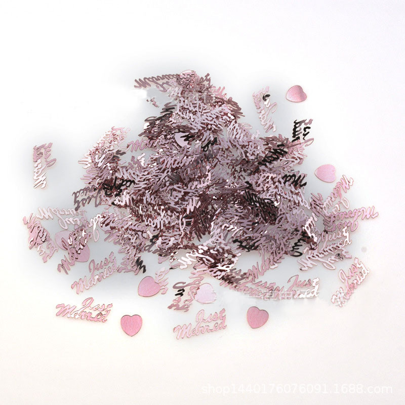 15g Διακοσμητικά Γάμου Just Married & Hearts Rose Gold Ασημί Κόκκινο Επιτραπέζιο κομφετί νυφικό ντους Scatters Επετειακό προμήθειες για πάρτι