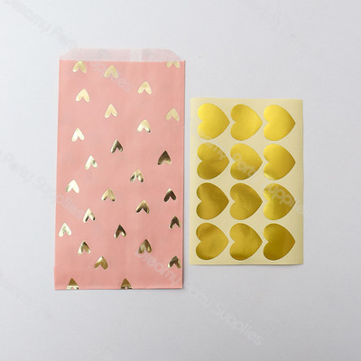 12 bucăți îngroșați cadou pungă de hârtie cu puncte autocolante caramele dulciuri prăjituri inimă pungă de hârtie kraft pentru petrecere de Crăciun saci de artizanat husă aniversare