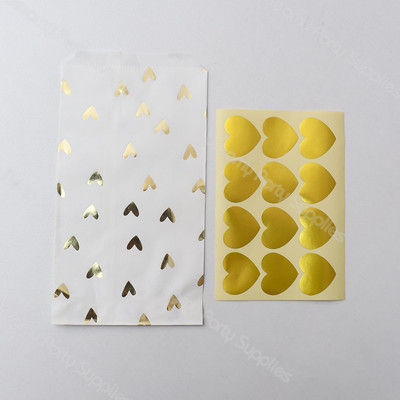 12 bucăți îngroșați cadou pungă de hârtie cu puncte autocolante caramele dulciuri prăjituri inimă pungă de hârtie kraft pentru petrecere de Crăciun saci de artizanat husă aniversare