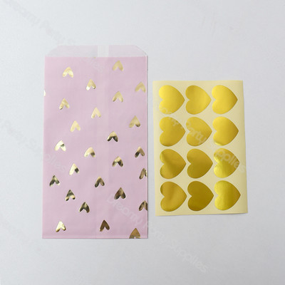 12 bucăți îngroșați cadou pungă de hârtie cu puncte autocolante caramele dulciuri prăjituri inimă pungă de hârtie kraft pentru petrecere de Crăciun saci de artizanat husă aniversare