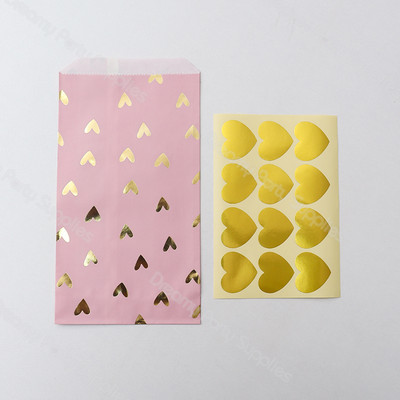 12 bucăți îngroșați cadou pungă de hârtie cu puncte autocolante caramele dulciuri prăjituri inimă pungă de hârtie kraft pentru petrecere de Crăciun saci de artizanat husă aniversare