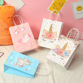 6 vnt. Animacinių filmų vienaragio popierinis dovanų maišelis Animacinių filmų pakavimo krepšys, skirtas vienaragio gimtadienio vakarėliui papuošti Vaikų kūdikių vakarėlio reikmenys