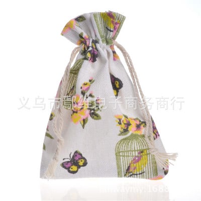 20 buc 10x14 cm imprimare desene animate multicolore vintage din pânză naturală de pânză naturală, cadou, pungi de bomboane pentru petrecere de nuntă.