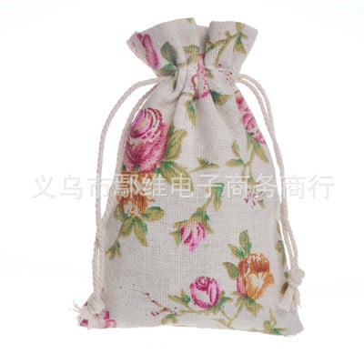 20 buc 10x14 cm imprimare desene animate multicolore vintage din pânză naturală de pânză naturală, cadou, pungi de bomboane pentru petrecere de nuntă.