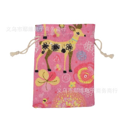 20 buc 10x14 cm imprimare desene animate multicolore vintage din pânză naturală de pânză naturală, cadou, pungi de bomboane pentru petrecere de nuntă.