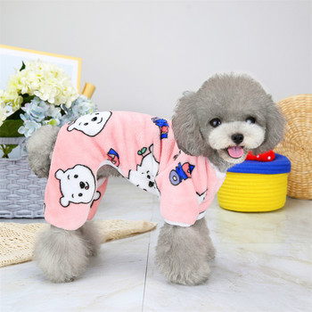 Πιτζάμες Sweet Print Puppy Dog Jumpsuit Πιτζάμες για μικρά σκυλιά Χειμερινά ζεστά ρούχα για κατοικίδια από φλις Schnauzer Yorkshire Rompers μασκότ