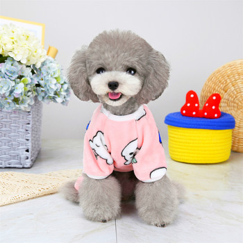 Πιτζάμες Sweet Print Puppy Dog Jumpsuit Πιτζάμες για μικρά σκυλιά Χειμερινά ζεστά ρούχα για κατοικίδια από φλις Schnauzer Yorkshire Rompers μασκότ