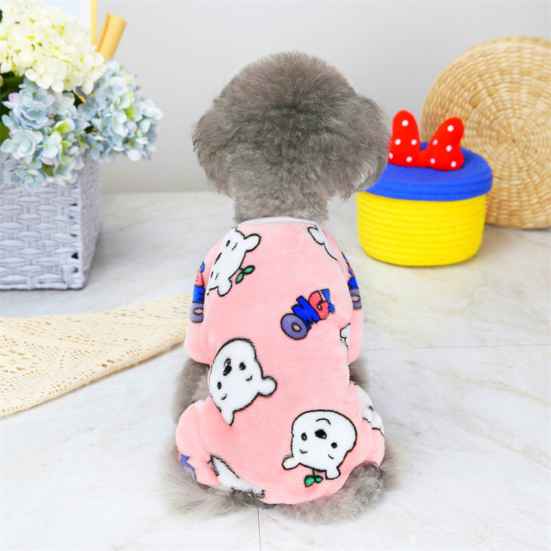 Sweet Print Puppy Dog Jumpsuit Pidžaama väikestele koertele Talvine soe fliis lemmikloomariided Šnautser Yorkshire Rompers maskotid ülikond
