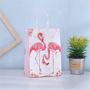 Χάρτινη τσάντα δώρου Flamingo 4 τεμ. Χαβάης για πάρτι Flamingo Flower Kraft Κουτιά συσκευασίας καραμέλας για Παιδιά Birthday Baby Shower Party