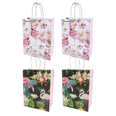 4 tk Flamingo kinkepaberkott Hawaii peo flamingolilledega kraftkommipakendikarbid lastele sünnipäevaks mõeldud beebipeoks