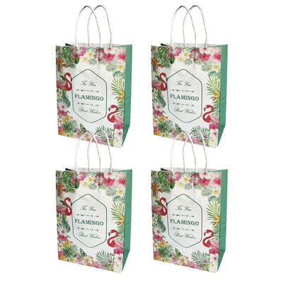 4 tk Flamingo kinkepaberkott Hawaii peo flamingolilledega kraftkommipakendikarbid lastele sünnipäevaks mõeldud beebipeoks