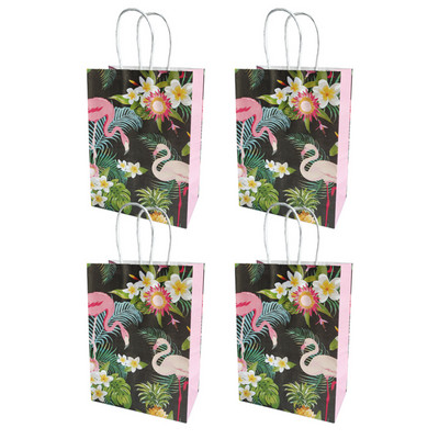 4 tk Flamingo kinkepaberkott Hawaii peo flamingolilledega kraftkommipakendikarbid lastele sünnipäevaks mõeldud beebipeoks