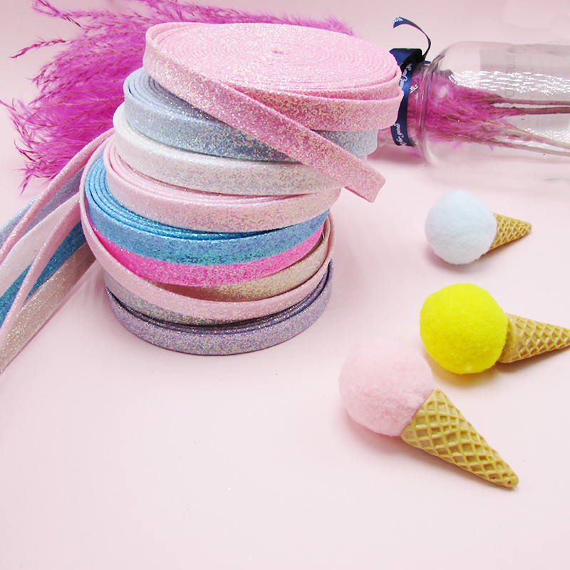 5 Yards 10 mm-es csillogó csík díszítés baba hajcsattal gyerekeknek fejfedő kiegészítők barkács nyakkendők kézműves szállító