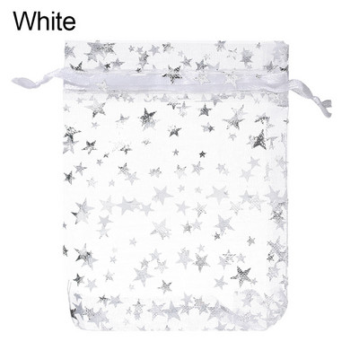 50/100 db/tétel Fashion Star Organza Táskák Szép Ékszer Csomagoló Táskák Esküvői Karácsonyi ajándék tasakok Táska 9x12cm Kiváló minőségű