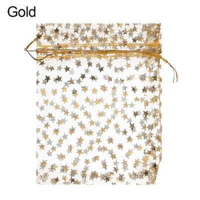 50/100 db/tétel Fashion Star Organza Táskák Szép Ékszer Csomagoló Táskák Esküvői Karácsonyi ajándék tasakok Táska 9x12cm Kiváló minőségű