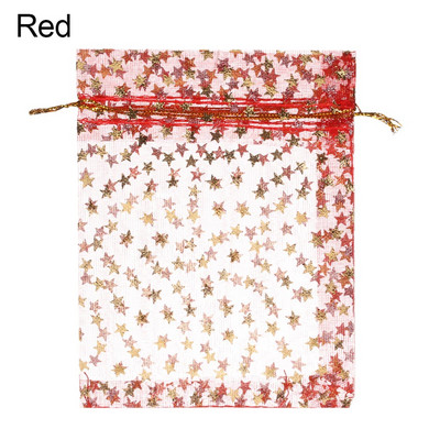 50/100 db/tétel Fashion Star Organza Táskák Szép Ékszer Csomagoló Táskák Esküvői Karácsonyi ajándék tasakok Táska 9x12cm Kiváló minőségű