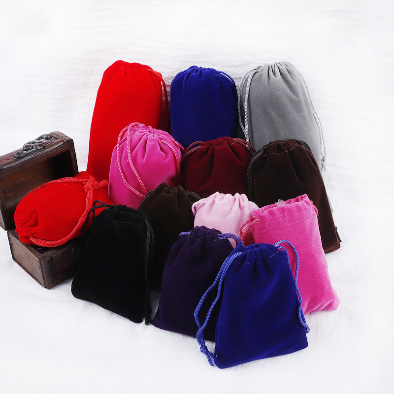 10 bucăți/lot 5x7cm 7x9cm 9x12cm 10x15cm Pungi colorate din catifea Ambalaj pentru bijuterii Ambalare cu șnur Pungi și pungi cadou