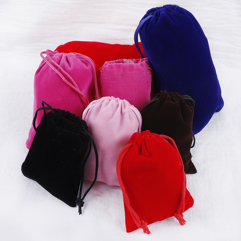 10 bucăți/lot 5x7cm 7x9cm 9x12cm 10x15cm Pungi colorate din catifea Ambalaj pentru bijuterii Ambalare cu șnur Pungi și pungi cadou