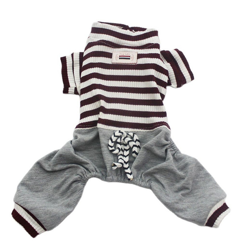 Mājdzīvnieku apģērbs S-XXL Mājdzīvnieku suns Svītrains kombinezons Romperi Kaķu kucēnu T-krekls Bikses Suņu Apģērbi Suņu Kostīmi Suņu Aksesuāri