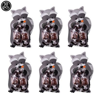 30db Aranyos erdei Állat Ajándéktáskák Koala alakú Sütőcukortáska Gyerek Fiú Lány dzsungel szafari Születésnapi parti kellékek Babazuhany