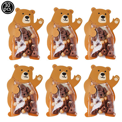 30db Aranyos erdei Állat Ajándéktáskák Koala alakú Sütőcukortáska Gyerek Fiú Lány dzsungel szafari Születésnapi parti kellékek Babazuhany