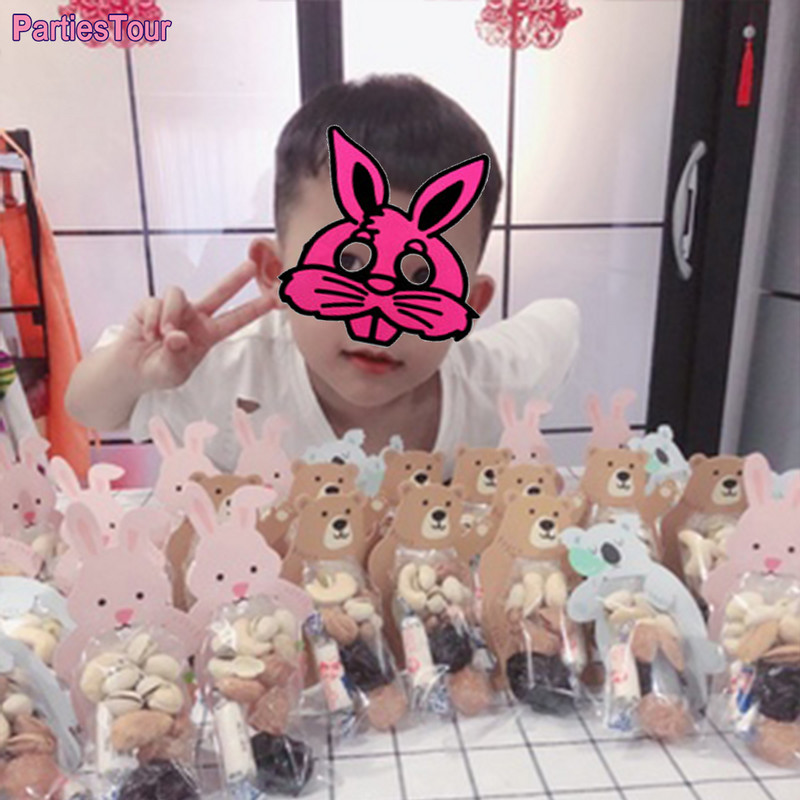 30db Aranyos erdei Állat Ajándéktáskák Koala alakú Sütőcukortáska Gyerek Fiú Lány dzsungel szafari Születésnapi parti kellékek Babazuhany